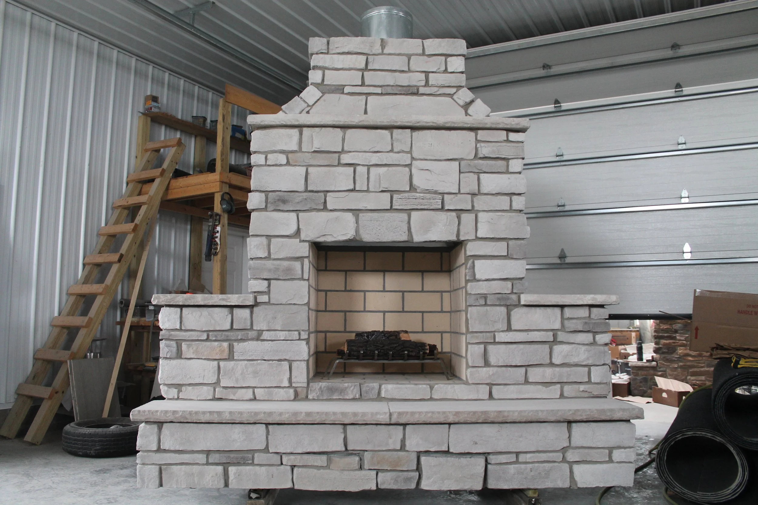 Custom outdoor fireplace